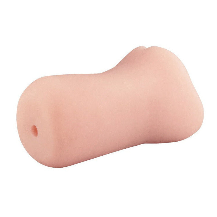 Pink silicone vagina on a white background