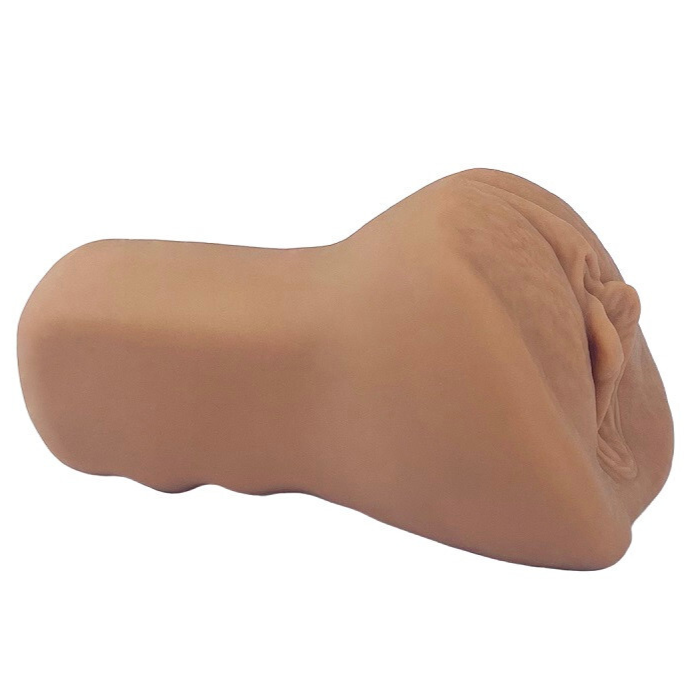 Tan sex toy object on a white background