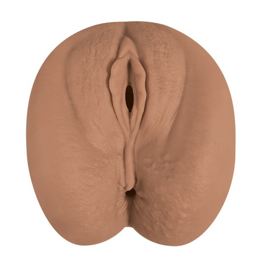 Brown masturbator with vaginal and anal openeings on a white background