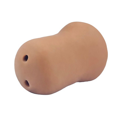 Brown open ended stroker on a white background