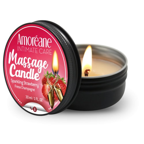 Amoréane massage candle with packaging on a white background