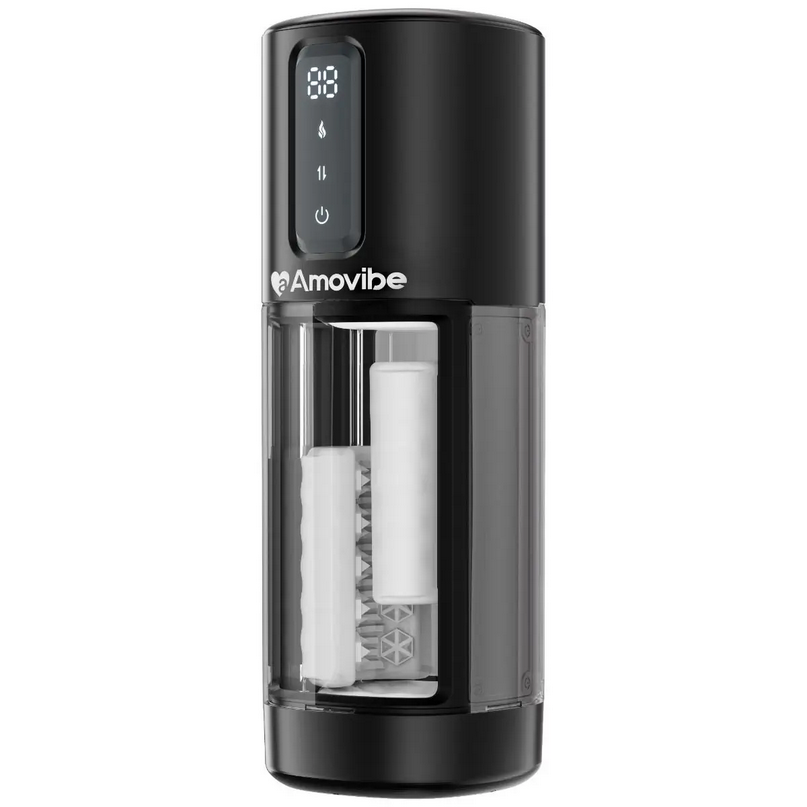 Black Amovibe massage device on a white background