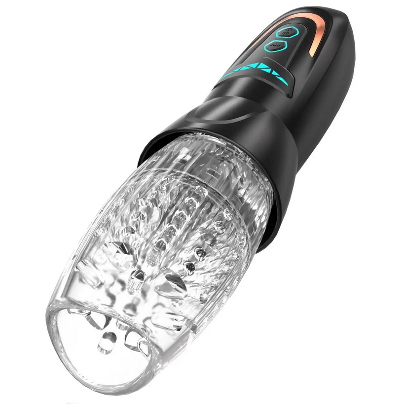 Amovibe Dragon Pro Rotating Vibrating & Thrusting Male Masturbator Auto Stroker on a white background