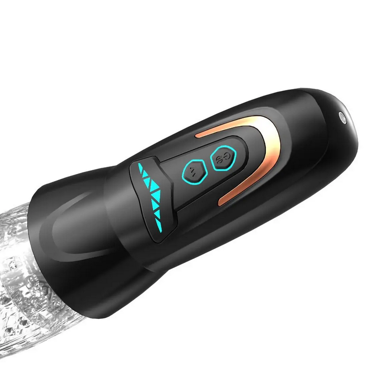Amovibe Dragon Pro Rotating Vibrating & Thrusting Male Masturbator Auto Stroker on a white background