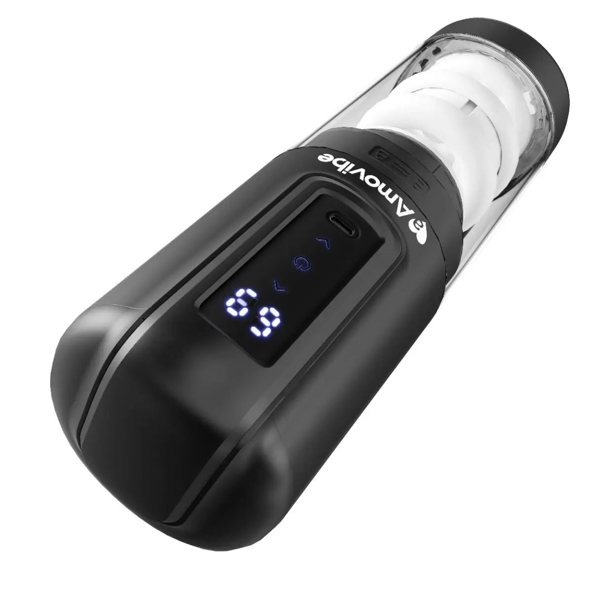 Black electronic auto stroker with digital display on a white background