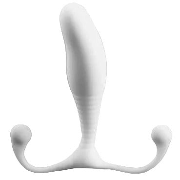 White prostate massager on a gray background