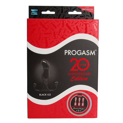 PROGASM 20th Anniversary Edition packaging with black ice product on a red and black background