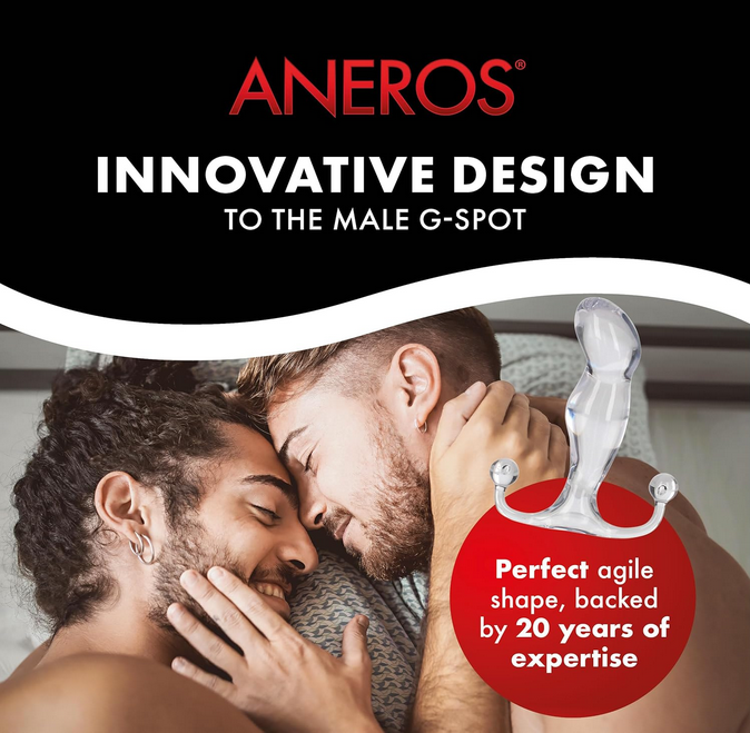 Advertisement for ANEROS product with a couple and product image.