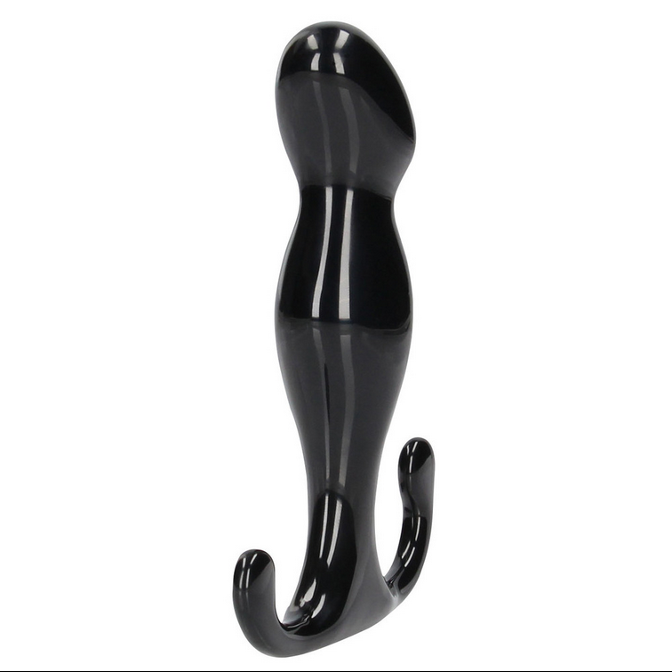 Black p-spot massager on a white background