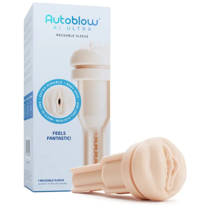 Autoblow AL Ultra reusable sleeve packaging with product on a white background