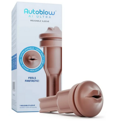 Autoblow AI Ultra reusable sleeve packaging with product on a white background