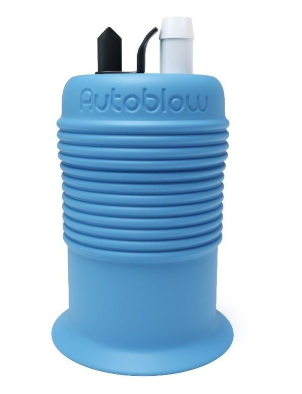 Blue Autoblow device on a white background