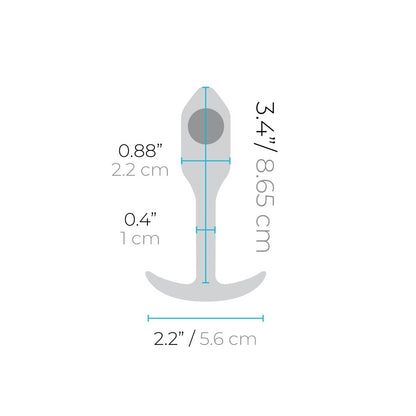 Measurement chart of a gray anchor-shaped anal plug with dimensions labeled.