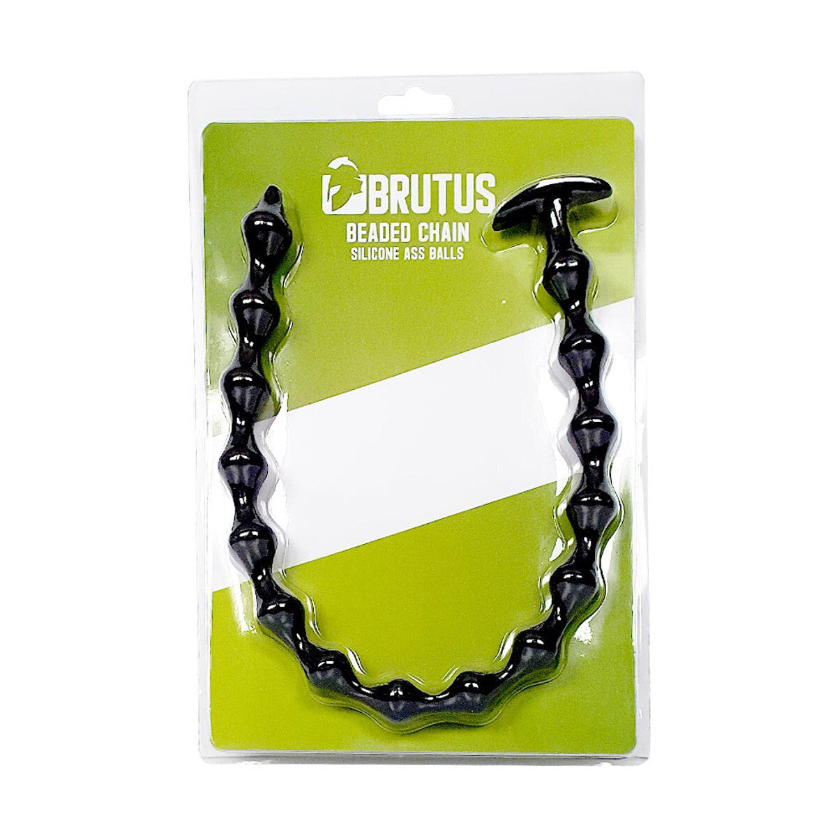 Brutus beaded chain on a green packaging background
