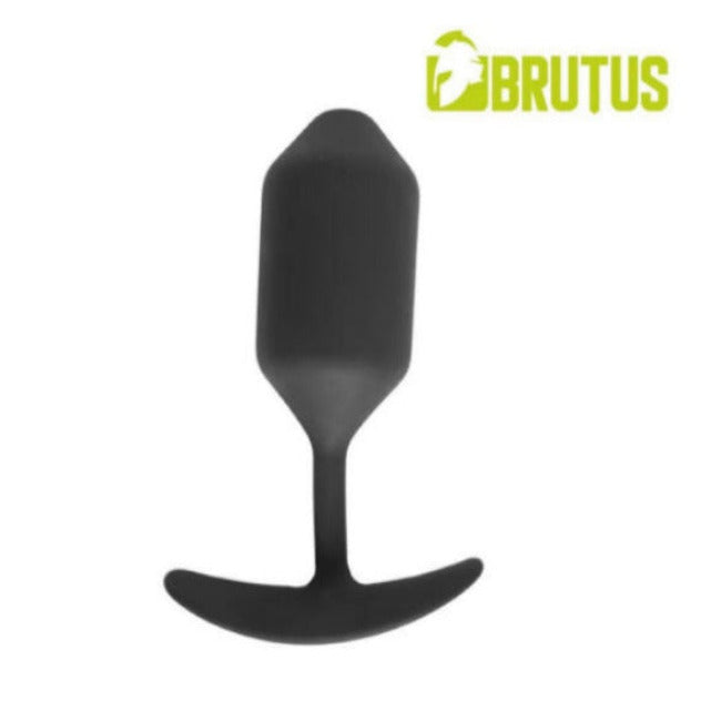 Black silicone butt plug on a white background with 'BRUTUS' branding.
