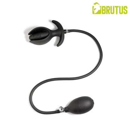 Black inflatable pump bulb with a flexible hose and curved nozzle, shown on a white background with the BRUTUS logo in the top right corner.