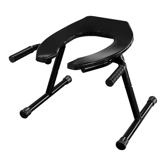 Black adjustable queening rimming chair on a white background
