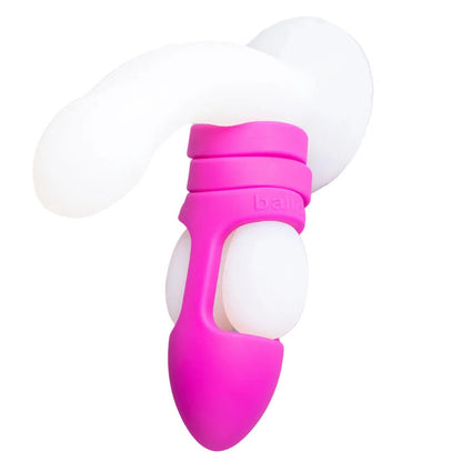 Balldo The Worlds First Ball Dildo Purple Silicone Testicle Sleeve Ring Extender on a white background