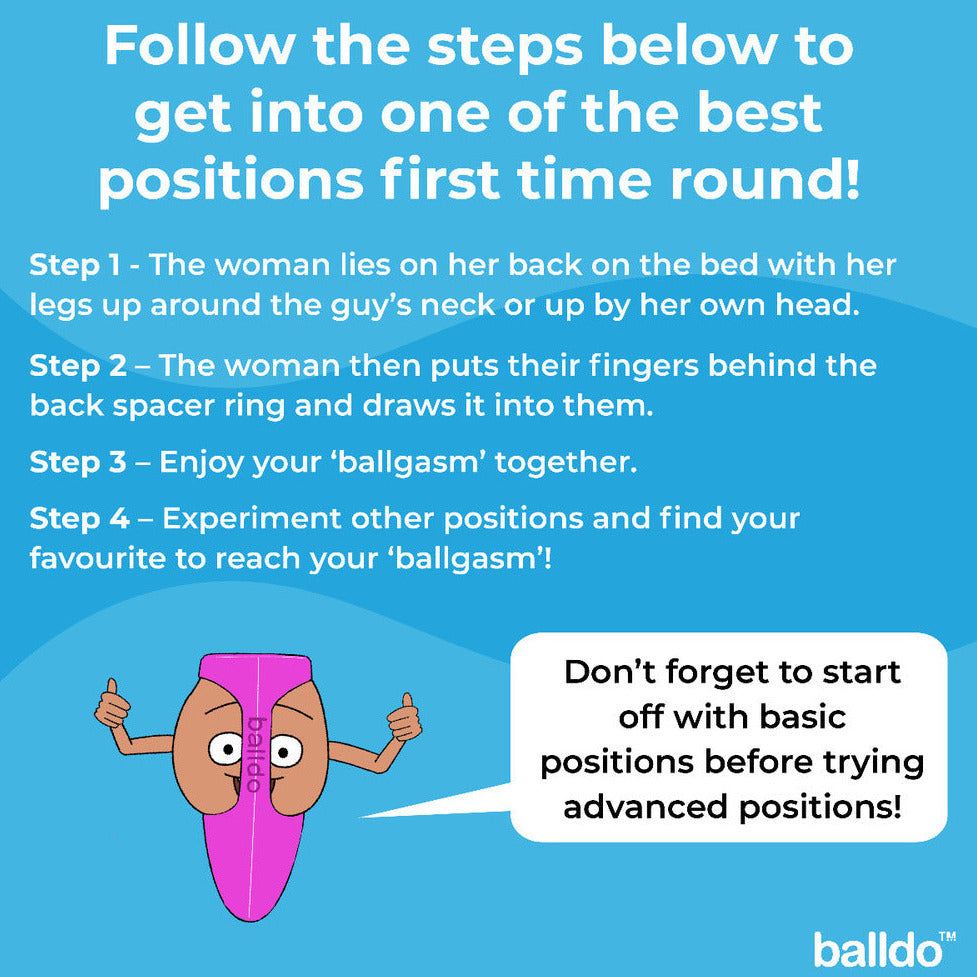 Balldo The Worlds First Ball Dildo Purple Silicone Testicle Sleeve Ring Extender on a blue background