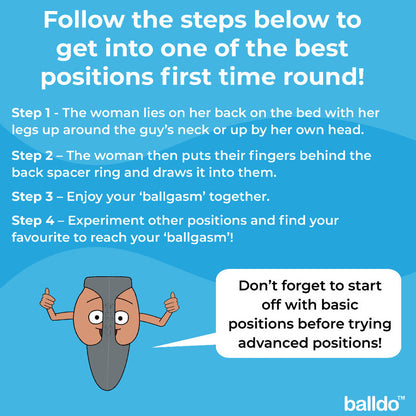 Balldo The Worlds First Ball Dildo Steel Grey Silicone Testicle Sleeve Ring Extender on a blue background