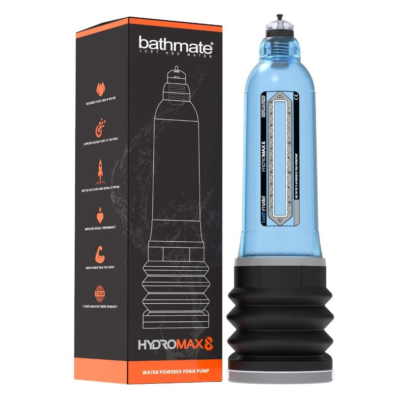 Bathmate Hydromax 8 product with packaging on a white background