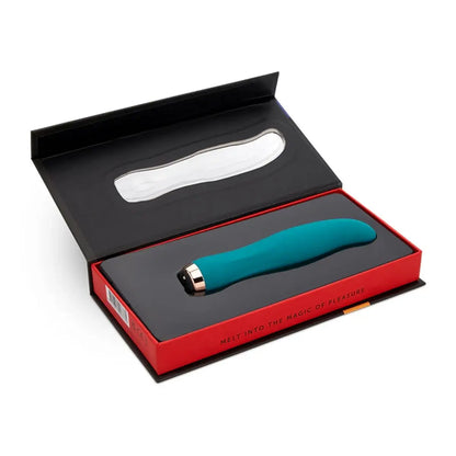 Bella Velvet Touch Liquid Silicone XLR8 Bullet Turbo Boost Emerald Clitoral Vibrator on a white background