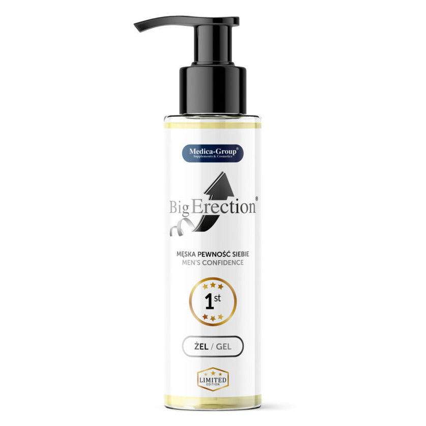 Bottle of Big Erection product on a white background