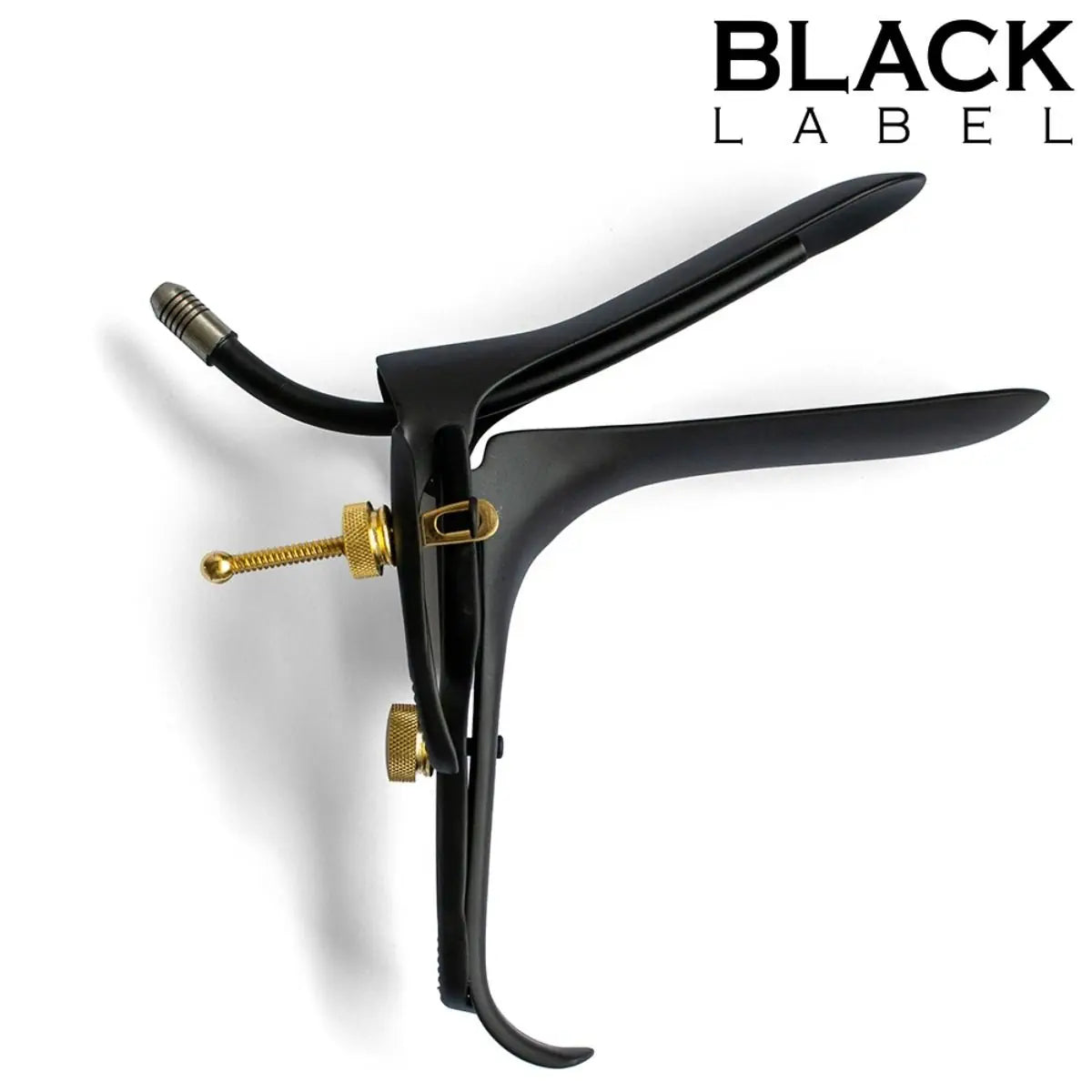 Black Label Cusco Medical Speculum With Lube Tube Black & Gold on a white background