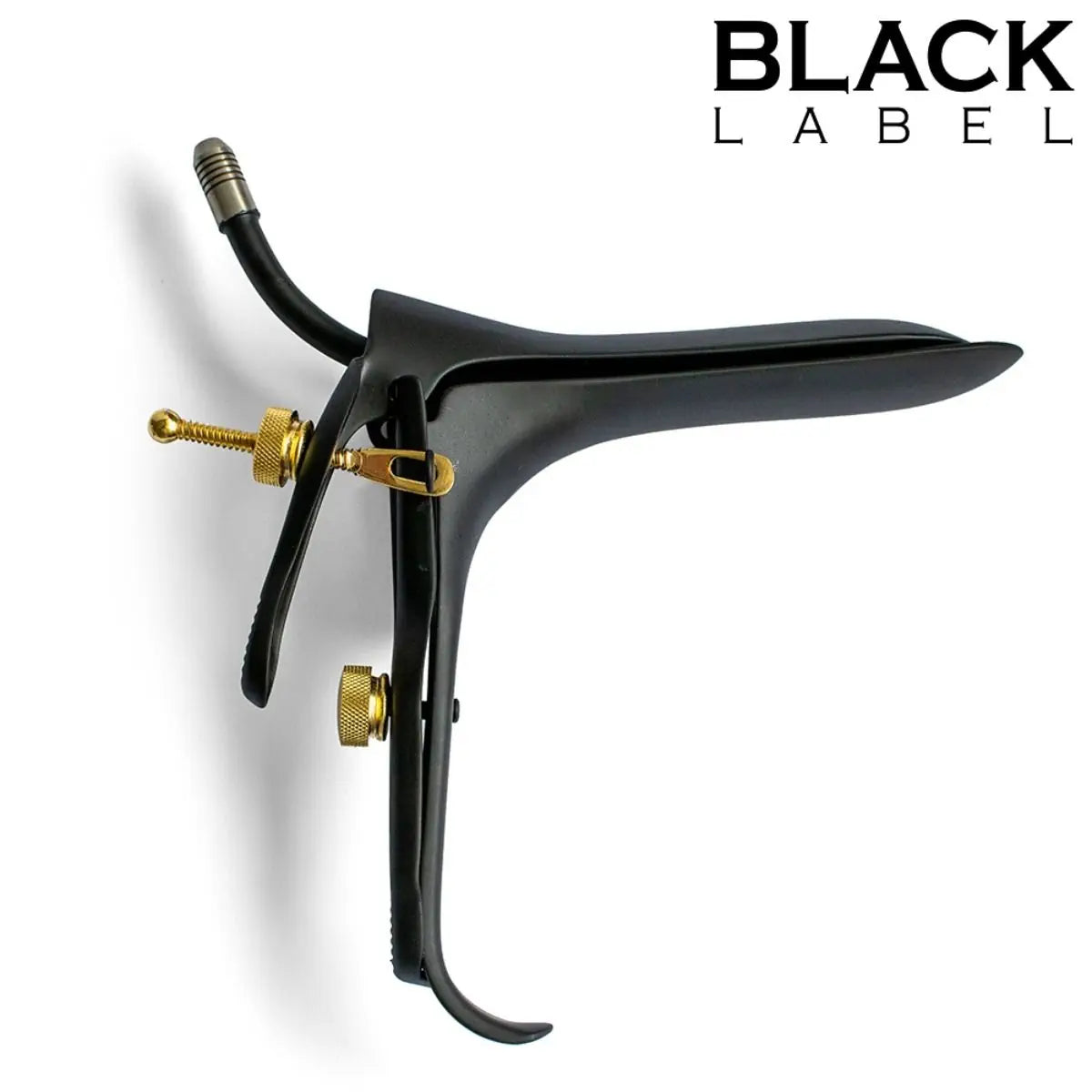 Black Label Cusco Medical Speculum With Lube Tube Black & Gold on a white background