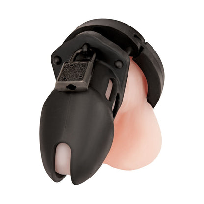 Blue Line Black Silicone Cock Penis Chastity Cage Lock Key BDSM Fetish Bondage
