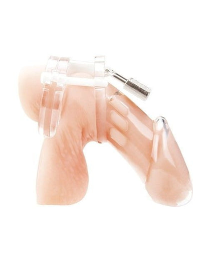 Blue Line Clear Acrylic Cock Penis Chastity Cage Lock Key BDSM Fetish Bondage
