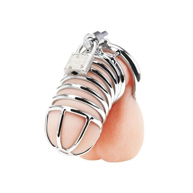 Blue Line Deluxe Cock Penis Chastity Cage Padlock Key BDSM Fetish Metal Bondage