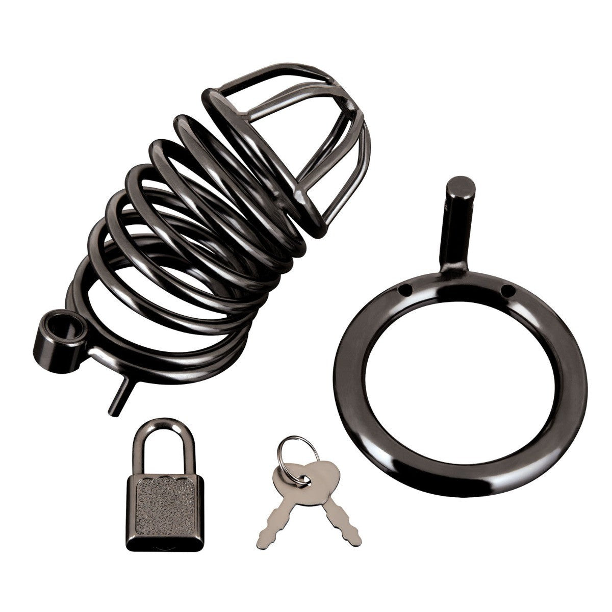 Blue Line Deluxe Cock Penis Chastity Cage Padlock Key BDSM Fetish Metal Bondage