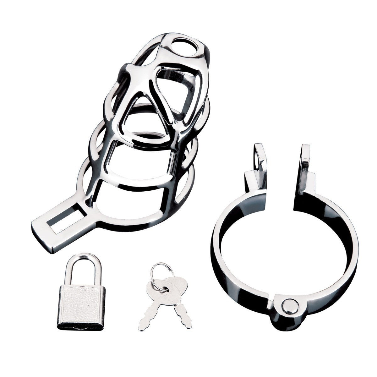 Blue Line Enslave Metal Cock Penis Chastity Cage Padlock Key BDSM Fetish Bondage