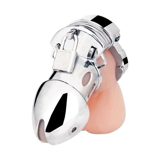 Blue Line Obedience Metal Cock Penis Chastity Cage Lock Key BDSM Fetish Bondage