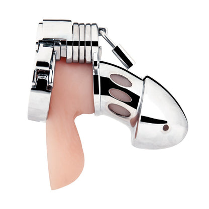 Blue Line Obedience Metal Cock Penis Chastity Cage Lock Key BDSM Fetish Bondage