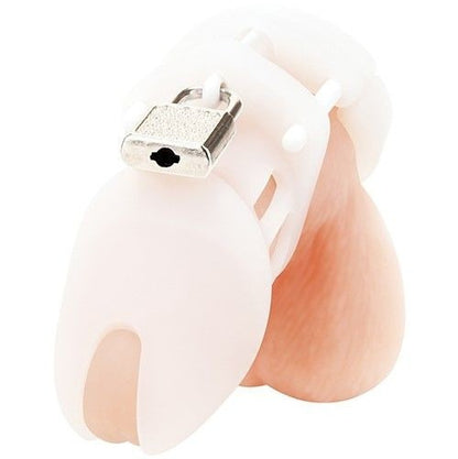 Blue Line White Silicone Cock Penis Chastity Cage Lock Key BDSM Fetish Bondage