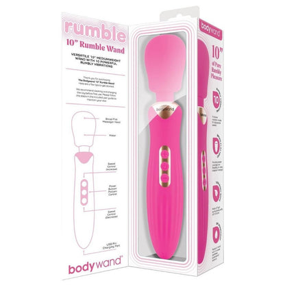 Pink 'rumble' wand with packaging on a white background