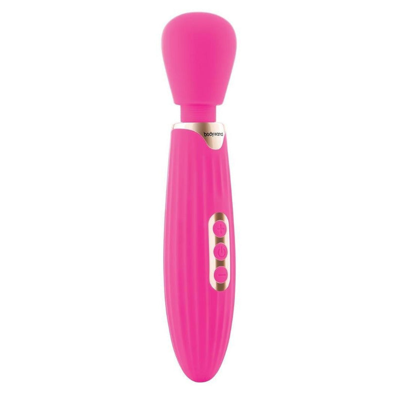 Pink electronic device with brand logo on a white background