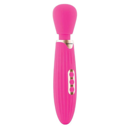 Pink electronic device with brand logo on a white background