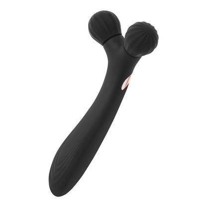 Black handheld massager on a white background
