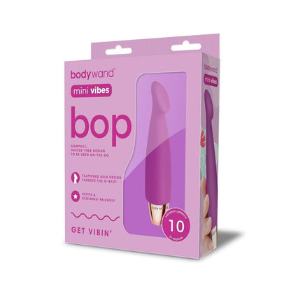 Purple packaging of bodywand mini vibes bop on a white background
