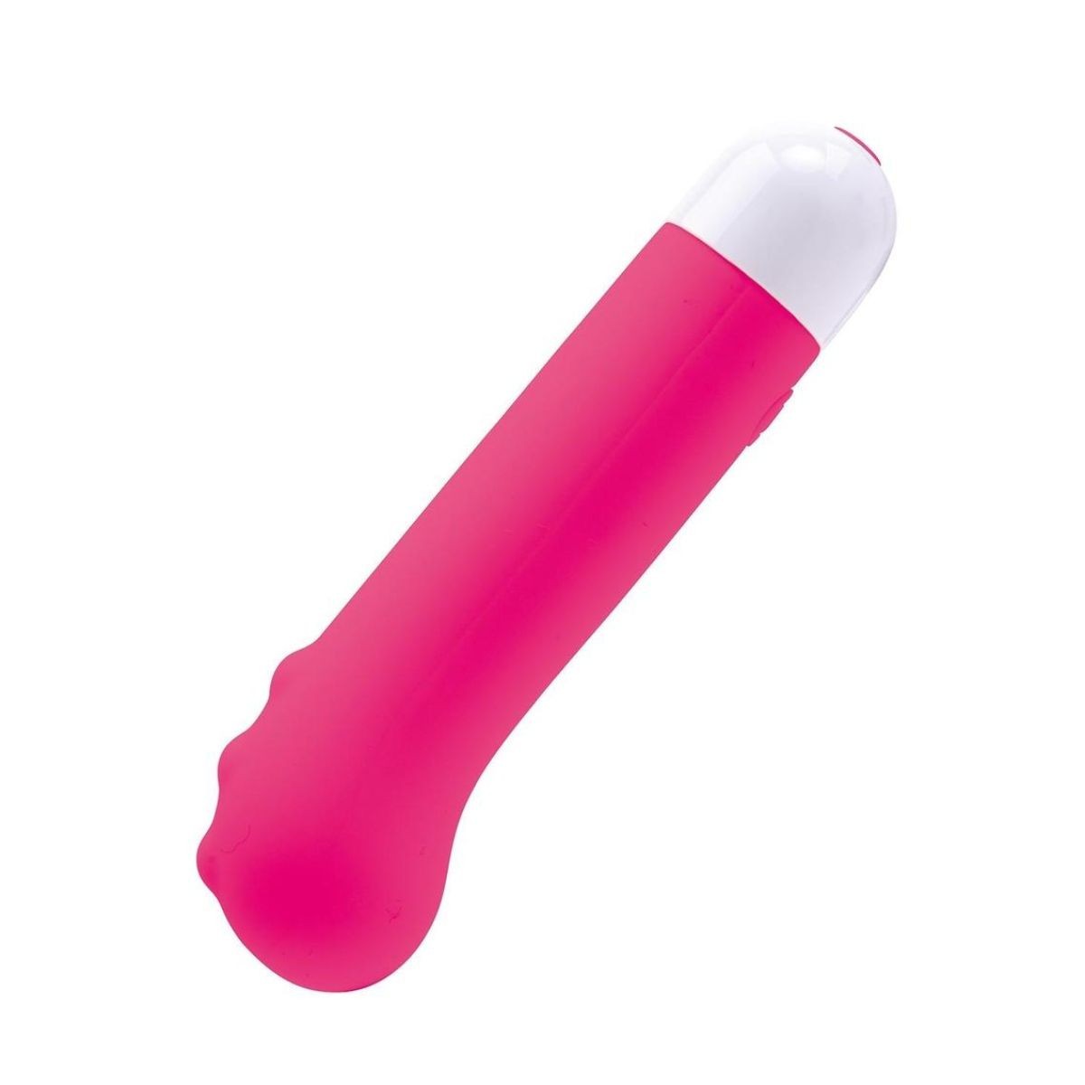 Pink and white cylindrical object on a white background