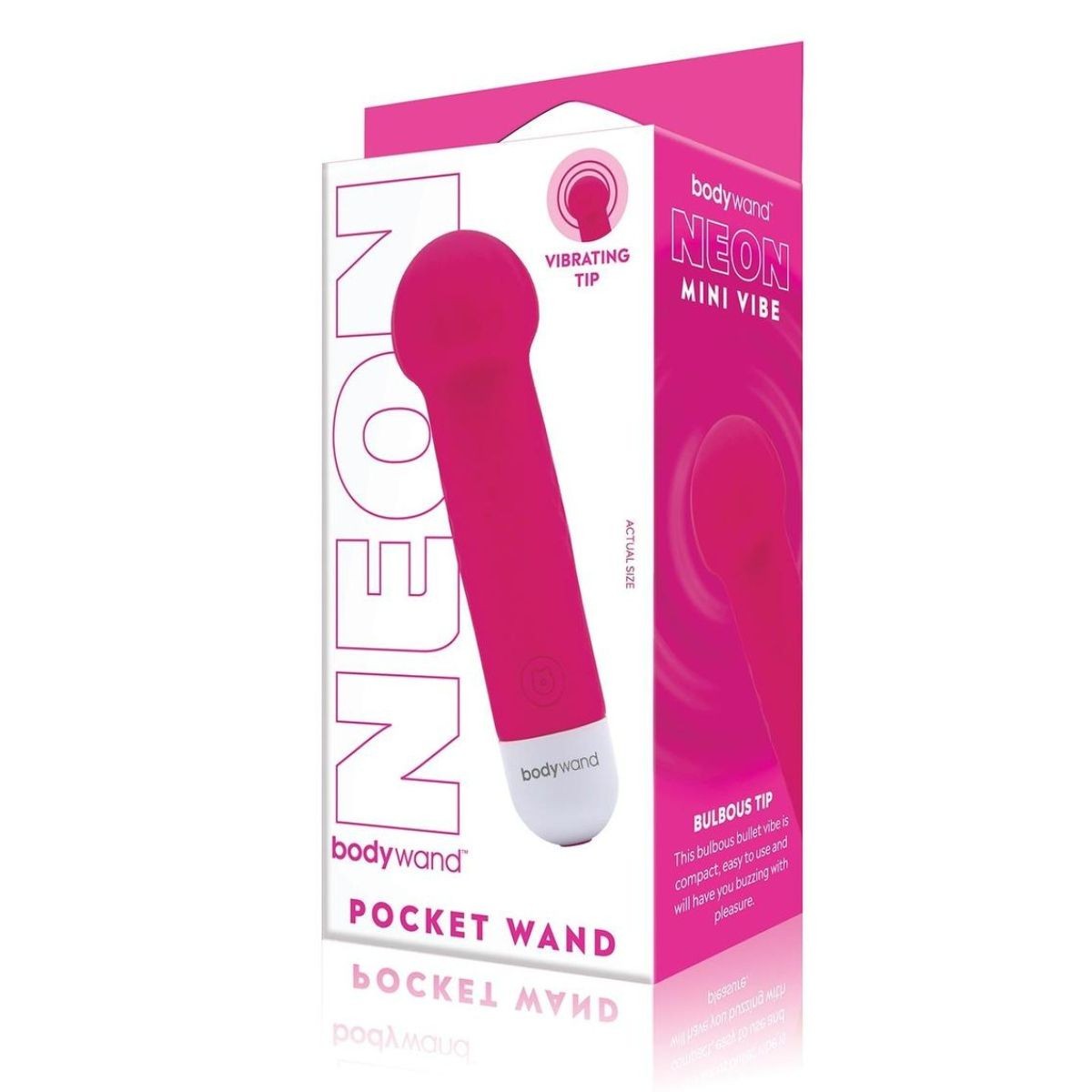 Pink pocket wand with packaging on a white background
