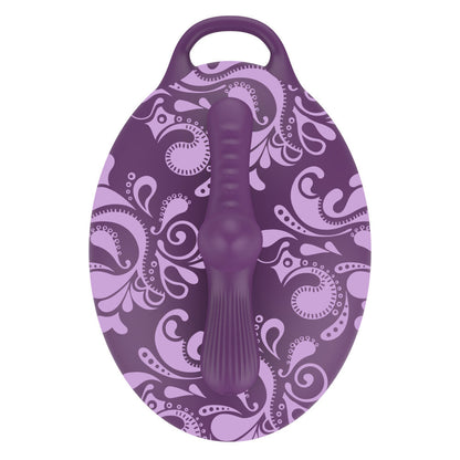 Purple decorative item with paisley pattern on a white background