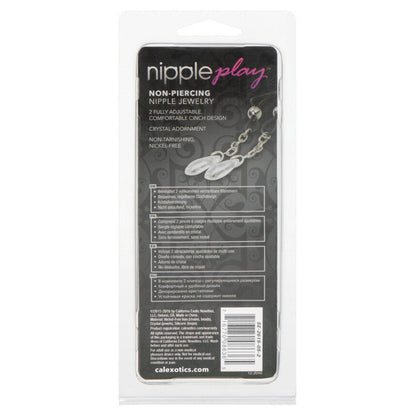 Nipple play jewelry packaging with product details on a white background