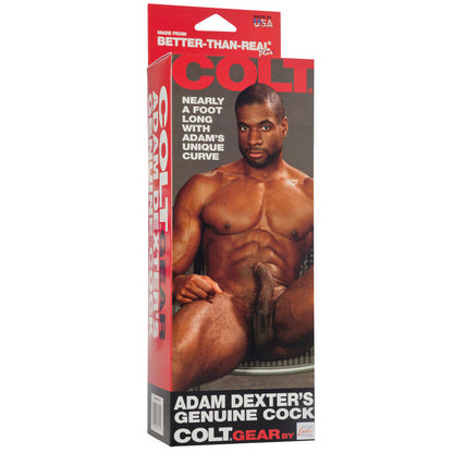 California Exotic COLT Adam Dexters Genuine Cock Realistic 8.5 Inch Dildo packaging on a white background