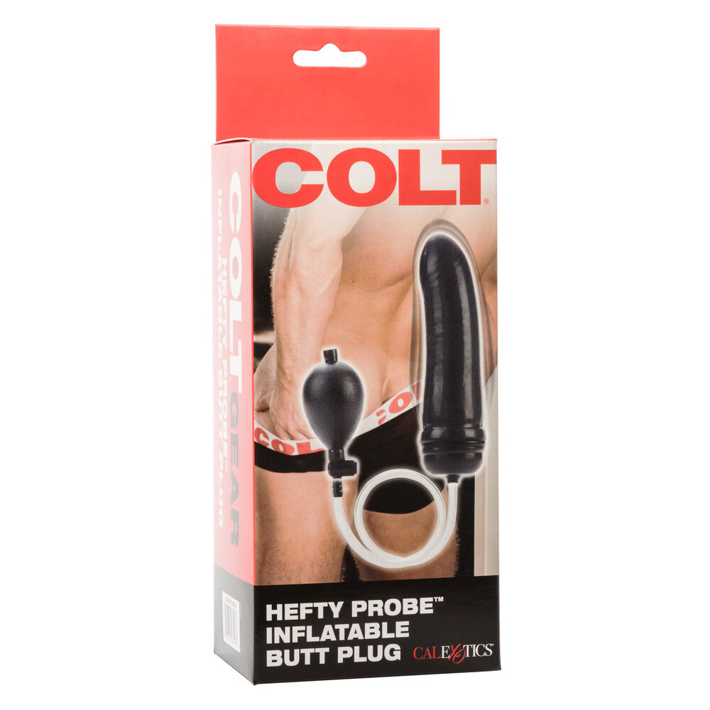 Box of COLT Hefty Probe inflatable butt plug with visible branding and product illustration.