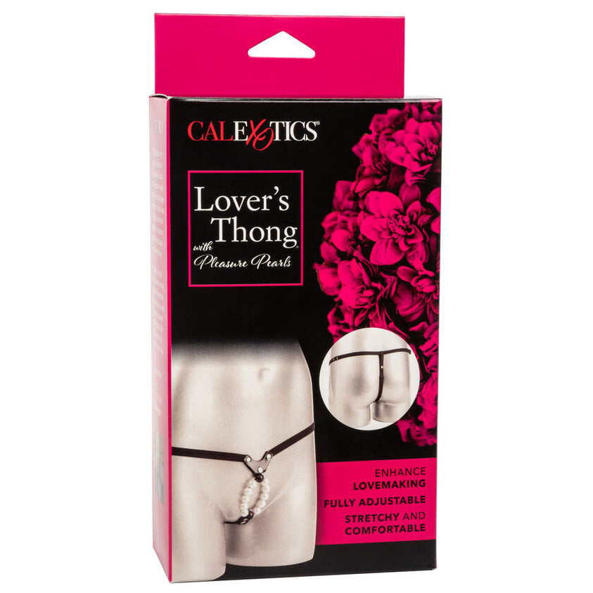 Package of 'Lover's Thong' with pleasure pearls by Calexotics on a white background