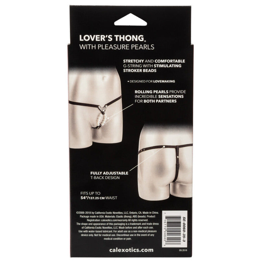 Package of 'Lover's Thong with Pleasure Pearls' by Calexotics on a white background